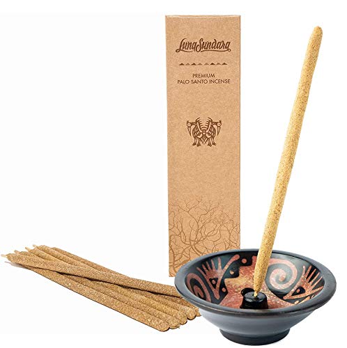 Luna Sundara Palo Santo Incense Bundle Palo Santo Incense Sticks And Handmade Incense Holder Red And Black #TOP27