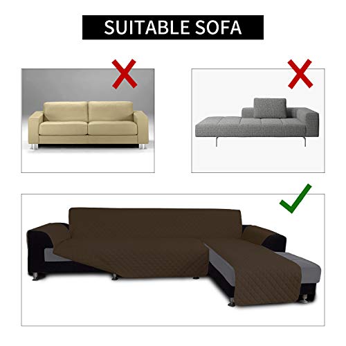 Image of Easy-Going Sofa Slipcover L Shape Sofa Cover Sectional Couch Cover Chaise Lounge Cover Reversible Sofa Cover Furniture Protector Cover for Pets Kids Children Dog Cat (Large,Coffee /Coffee)