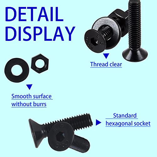 HVDHYY 1065pcs Black Bolt and Nut set M2 M3 M4 M5 Machine Phillips Pan Head Screws & Nuts & Washers Assortment kit Button with a Reusable Storage Box (4 Hex Wrenches) - Image 4