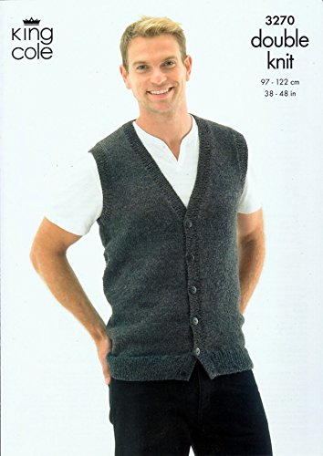King Cole Men's Navy Waistcoat & Slipover Merino Dk Knitting Pattern 3270