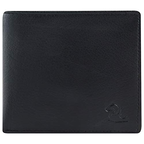 Image of KARA Black Men's Nappa Leather Bifold Wallet | Slim Genuine Leather Wallet with 8 Card Holder Slots | Compact Everyday Wallet for Office, Travel, Gifting and Daily Use | A Great Gift for Him