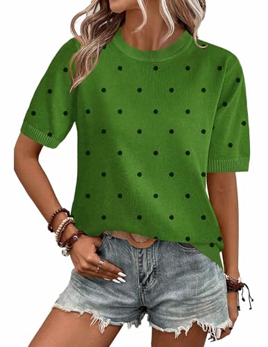 Zeagoo Womens Summer Tops Dressy Casual Short Sleeve Sweaters Crew Neck Lightweight Knit Tops Loose Blouse Basic Shirts3