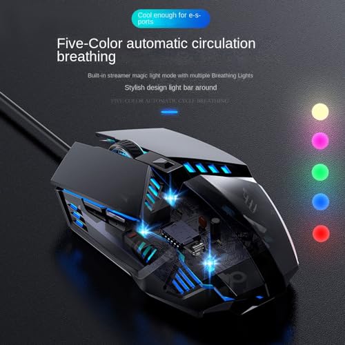 Image of Aimery Wired Gaming Mouse Macros Computer mice Mechanical 5 Colors Breathing Light with Silent 6 Keys USB Braided Rope 4 Speed DPI Ergonomics with PC /Laptop
