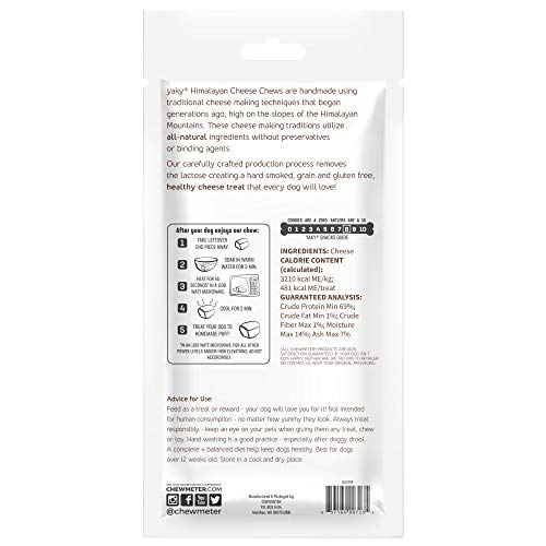 Chewmeter Himalayan Yaky Cheese Chew, 100% Natural, Long Lasting, Gluten Free, Healthy & Safe Dog Treats, Lactose & Grain Free, Protein Rich, Stain Free, X-Large, For Dogs 55 Lbs & Over, 5.3 Oz #TOP2