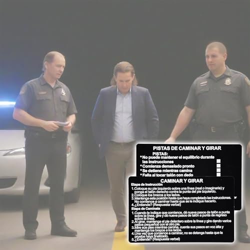 3PCS/Set Spanish SFST Instruction Card with Wallet, Black Metal Standardized Field Sobriety Test Card Police Law Enforcement Accessories (sp-black-3pcs)3