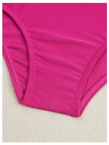 OYOANGLE Girl's Color Block Tummy Control One Piece Swimsuit Asymmetrical Neck Monokini Bathing Suits3