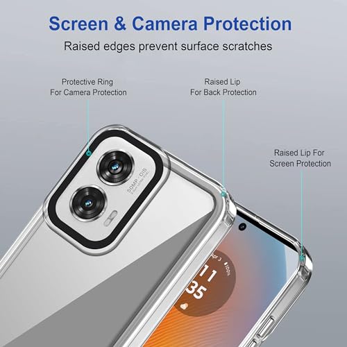 Image of amazon basics Back Case Cover for Motorola G96 5G | Compatible for Motorola G96 5G Back Cover | Case Cover with Camera Protection | (TPU + PC | Transparent)