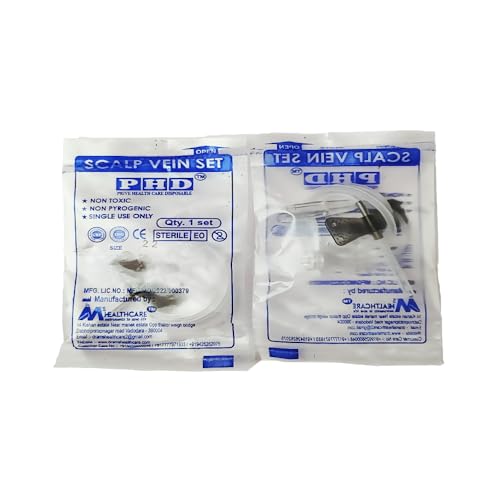 Image of Scalp Vein Set /Butterfly Needle Set | Sterile EO, Single Use Infusion Set | Soft Tubing, Color-Coded Wings | For Blood Collection, IV Infusion & Medical Use (22G (Black) - 25 Pieces)