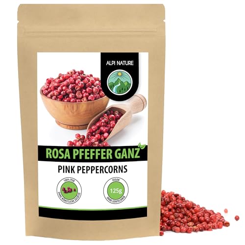 Alpi Nature Rosa Pfeffer 125g, roter Pfeffer ganz, Pfefferkörner rosa, Pfefferkörner ganz