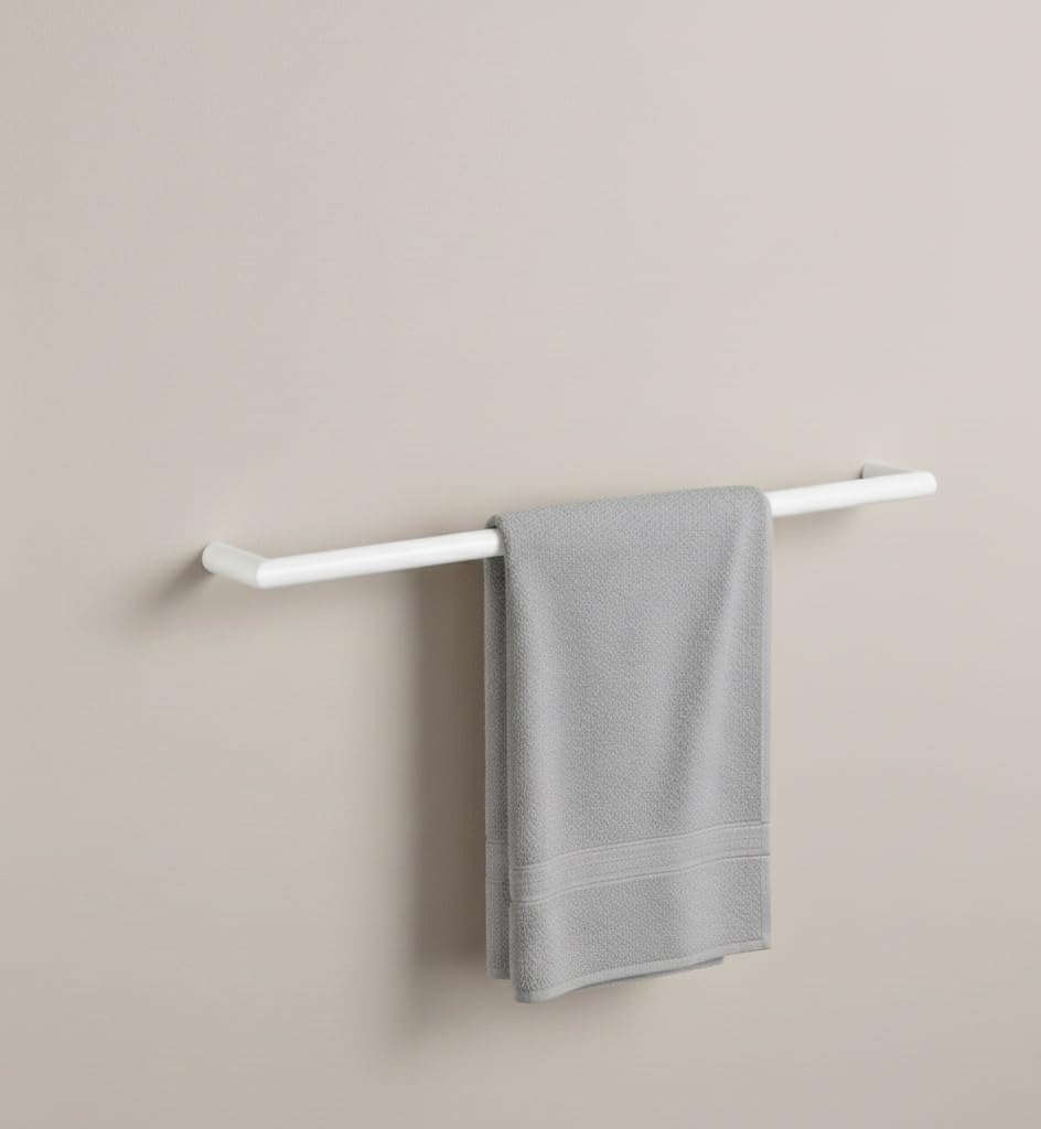 Porta Asciugamani da Muro ZENO 60 cm in Acciaio Bianco Opaco – Design Minimalista e Moderno per Bagno – Barra Porta Salviette Made in Italy