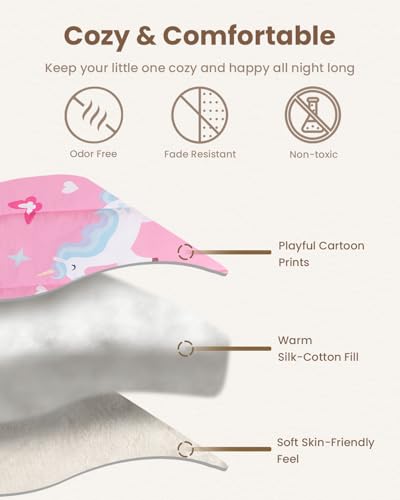 Image of TinyPalsa Toddler Bedding Set, 4-Piece Pink Rainbow Pony Comforter Set for Girls and Boys, Breathable Crib Bedding Includes Ultra-Soft Quilt, Flat & Fitted Sheets, Pillowcase