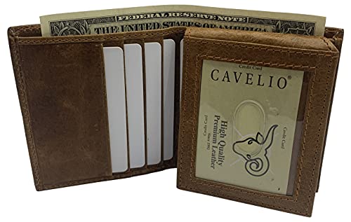 Genuine Leather Bifold Flap Up Men Wallets RFID Blocking USA Series (51HU TAN)3