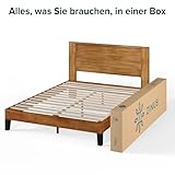 Zinus Tonja Holzbettrahmen mit Kopfteil, 140 x 200 cm, 30 cm hoch, Holzlattenrost, Einfache Montage
