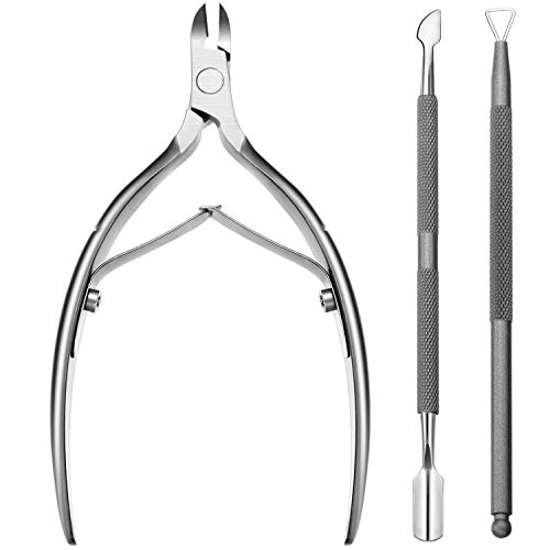 Bememo Nagelhautzange mit Nagelhautschieber Edelstahl Nagelhautentferner und Cutter Schönheits Werkzeug für Fingernägel und Zehennägel