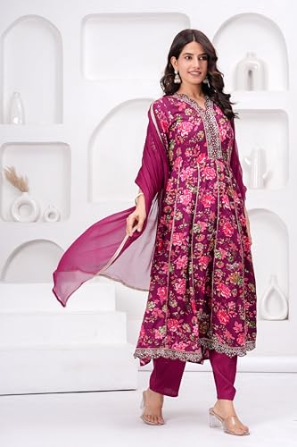 Image of MANHAREE | Women's Rayon Kurta with Pant & Dupatta Set