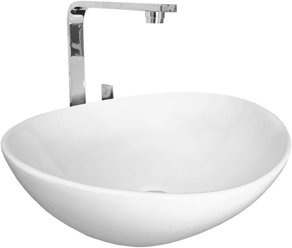 Cuba de Apoio Oval Branca em Cerâmica Reno - RC 8002