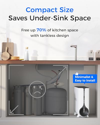 Waterdrop Reverse Osmosis System, Instant Hot Water Dispenser, 600 GPD, Reduce PFAS, Tankless, 2:1 Pure to Drain, Under Sink, TDS Reduction, Smart LED Faucet, Hot and Cold Water Dispenser Faucet thumbnail 9