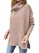 ANRABESS Women's Oversized Turtleneck Batwing Sleeve Spilt Casual Loose Knit Tunic Pullover Sweater Tops 2025 Fall Outfits Peach Brown Khaki X-Large
