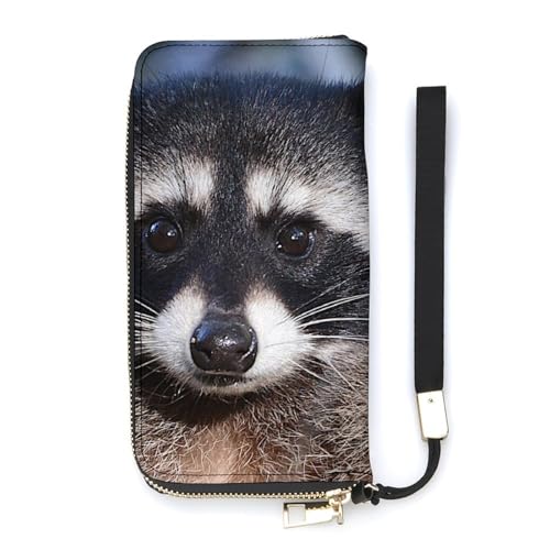 Northern Raccoon's Face Long Wallet for Women Men Coin Pouch Credit Card Holder Zipper Purses with Wristlet