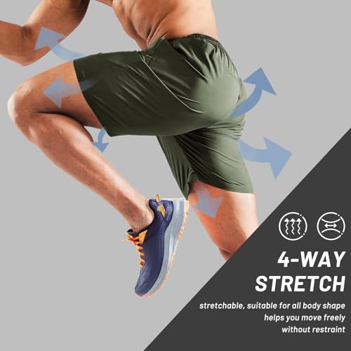 Image of MIER Men's Quick Dry Running Shorts with Zipper Pocket Elastic Waist Athletic Workout Exercise Shorts