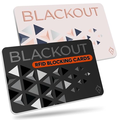 AKIELO Blackout RFID Blocking Card (2 Pack) Ultra Thin Anti Theft Credit Card Protector Ultimate Bank Armoured Card Protection for Wallet Protection (Black & Blush Edition - 2 Pack)