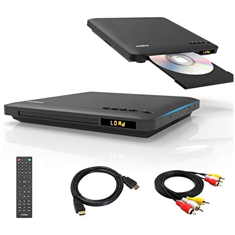 Maite Slim DVD Player, Ultra-Thin DVD Player für TV, Region Free DVD CD Player HDMI RCA Anschluss, HD 1080P Upscaling, USB Eingang, Fehlerkorrektur, inklusive HDMI RCA Kabel & Fernbedienung Cover