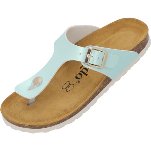 Palado Zehentrenner Damen Kos Matt gefertigt in Spanien weiche Veloursleder-Decksohle mattes Obermaterial für dezente Eleganz Grün UK5 5 - EU38