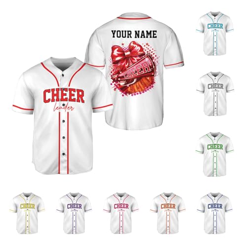 Personalized Cheerleader Baseball Jersey, Cheerleading Uniforms Glitter Jersey, Cheer Coach Shirt Cheer Team Jerseys for Girl 2 Multicolor