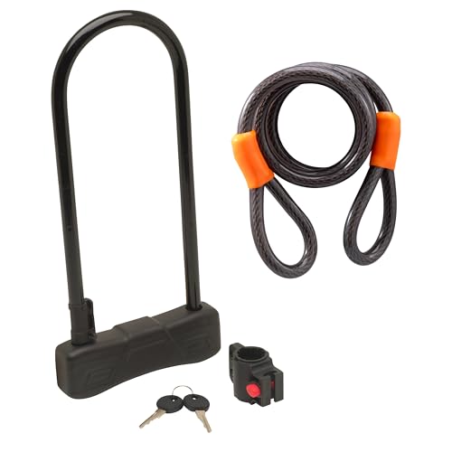 Sterling 173D 320mm Heavy Duty Bike D Lock & 1.2m Cable, Black, One Size