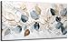 Large Living Eucalyptus Leaf Canvas Wall Art Teal White Botanical Abstract Decor painting Pictures Modern Nordic Plant Flowers Posters Prints for Bathroom Bedroom Office Hallway Home Decoration