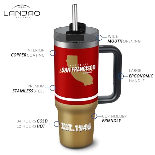 Image of Tumbler 30oz Straight Skinny Portable Handle Car Cups With Anti slip Sleeve Straw Dust Cover, Sports Travel, Stainless Steel Insulated Gifts for Men Women Fans