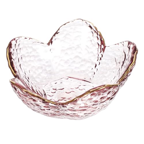 Healvian Cherry Blossom Jewelry Dish Pink Gold Painted Decorative Trinket Bowl Small Candy Dish for Office Desk 3.54X3.54X1.69In