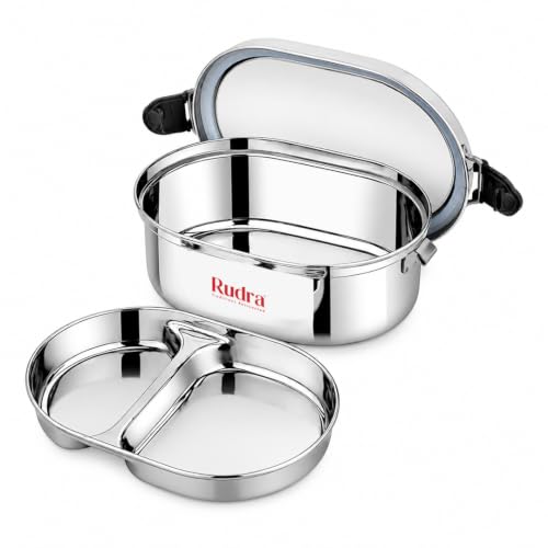 Image of Rudra Stainless Steel Guard Lunch Box 450ml Airtight Food Grade Tiffin Box with Removable 2 Partition Tray, BPA Free Lunch Container for School Office Travel