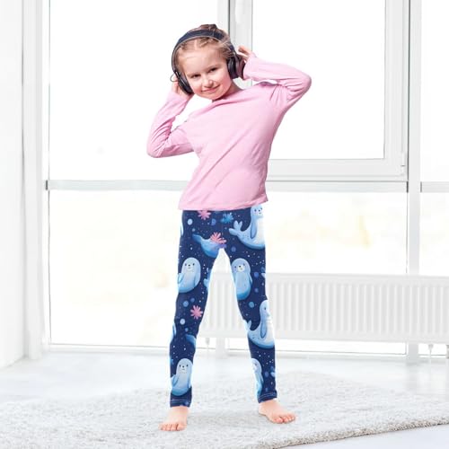 Cute Seal Blue Dots Girls Leggings Kids Yoga Pants Dance Active Tights 4T4