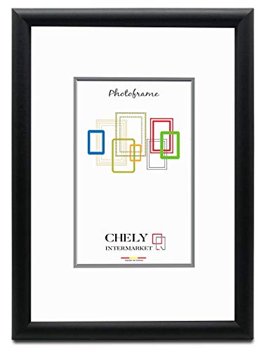 CHELY INTERMARKET | 48D2A | Marco de Foto Grande 40x60cm (Negro) MOD-280 Estilo Minimalista. Ideal para fotografías, títulos universitarios/certificados. Perfil con Forma Redondeada.(40x60-1)