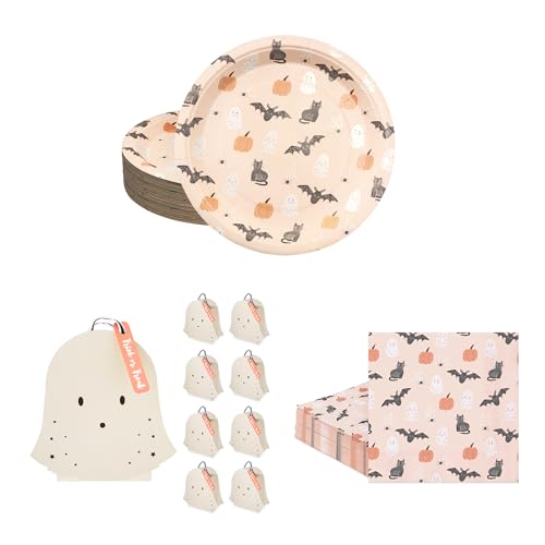Cheerland Halloween Party Ghost Bags With Pastel Paper Plates And...
