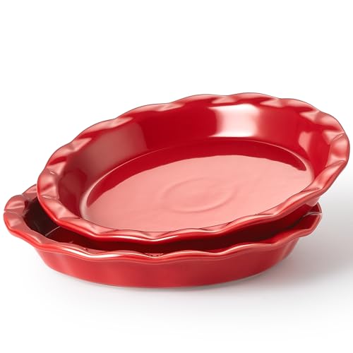 Lareina Ceramic Pie Pans for Baking, 9 Inches Pie Plate for Apple Pie, 36 Ounce Round Baking Dish...