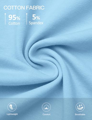 Women's V Neck Cotton T-Shirts Breathable Short Sleeve Tops Lightweight Stretch Summer Tees (Sky Blue,X-Large) — view 6
