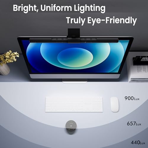 Quntis Computer Monitor Lamp, Screen Monitor Light Bar for Eye Caring, USB Reading LED Task Lamp with Auto-Dimming, Dimmable Light Bar, Touch Control, No Glare Space Saving Home Office Desk Lamps - Thumbnail 5
