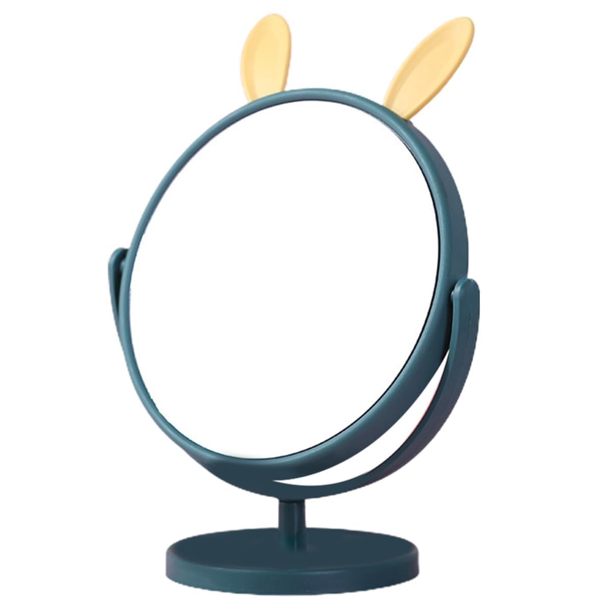 Cute Rabbit Ear Desktop Makeup Mirror, 360 Swivel Round Tabletop Cosmetic Vanity Mirror, Small HD Countertop Mirror for Dresser (Green Pack of 1)-image-7