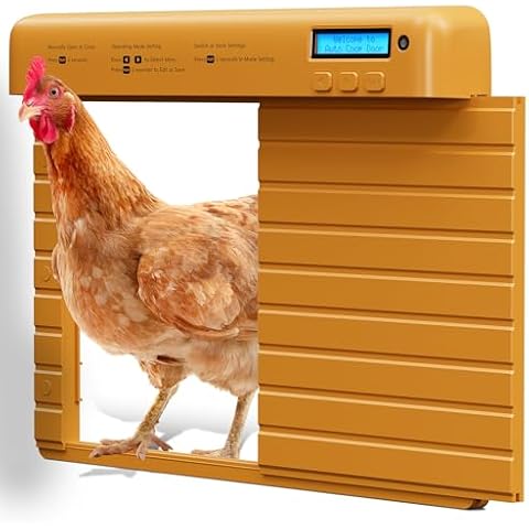 TIMEBAL Automatic Chicken Coop Door, Auto Coop Opener with Timer & Light Sensor Mode, Battery Powered Smart Coops Doors with LCD Screen for Poultry Cover