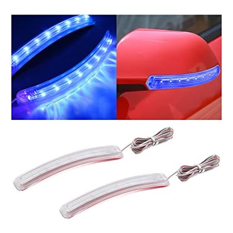 HIPOPY 2 Pcs LED Turn Signal Strip Light, Flexible Switchback Dual-Color Fork Blinkers, Waterproof Adjustable Daytime Running Tail Light Strip Kit (Blue) Cover