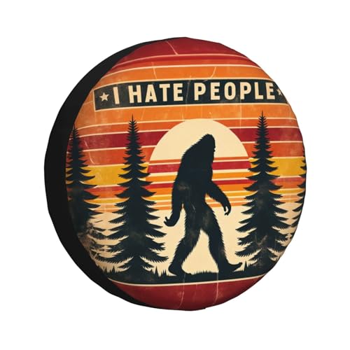 Image of Universal Fit Spare Tire Cover for Rv, SUV, Camper Bigfoot I Hate People Tire Covers Weatherproof, Dust-Proof Wheel Protector for Camping & Travel Trailer