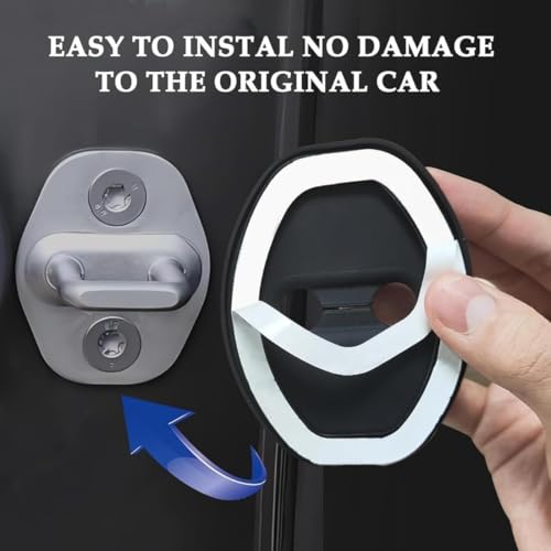 Image of Car Door Noise Reducer Buffer Pads, Silicone Latch Cover, Shock Absorption, Anti-Rust, Universal Door Lock Cover, Bumper and Sill Protector, 4 Pieces