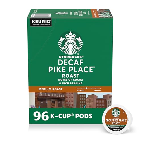 Image of Starbucks K-Cup Coffee Pods, Medium Roast Hot or Iced Coffee, Decaf Pike Place Roast, 96 Keurig Pods 