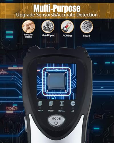 Stud Finder Wall Scanner, 4 in 1 Electronic Wall Finder Stud Detector Beam Joist Finder with LCD Display & Audio Alarm, Stud Sensor Beam Detector for AC Wire Wood Metal Studs Cable Joist Detection