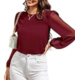 Womens Tops Dressy Casual,Long Sleeve Shirts for Women,Blouses for Women,T Shirts for Women,Womens Long Sleeve Tops Burgundy M