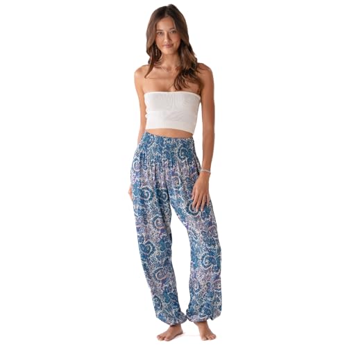 Image of Lotus and Luna Women's Harem Pants Thai Pants for Beach & Lounge High Waisted Flowy Boho Pants Genie Pants Yoga Pants