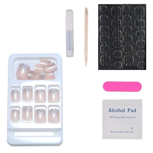 GLPRKOW 24 Uds Pegatinas de Esmalte de Uñas de Gel con Purpurina, Autoadhesivas para Lámpara UV, Juego de Pegatinas para Uñas con 3 Kits de Herramientas, DIY para Navidad, Mujeres, Niñas, Manicura
