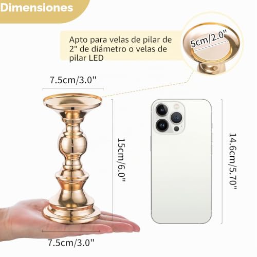 Miniatura 5 de Nuptio Candelero Columnario Del Hierro, Candelero Decorativo De Mesa Para Boda Fiesta Cumpleaños, Artículo Para La Cena A Las Velas, Candelero Retro Para Hogar Ajuste 50mm Dia Vela 15cm H, 4 Pcs